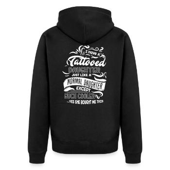 Tätowierte Tochter Cooler Shirt - Unisex Premium Bio Zip Hoodie - Schwarz - Hinten - Nico (187cm)