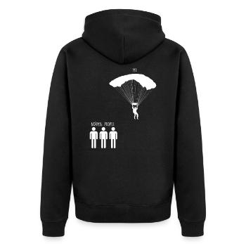 Lustiges Fallschirmspringen Geschenk für Männer - Unisex Premium Bio Zip Hoodie - Schwarz - Hinten - Nico (187cm)