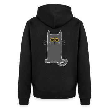 Joli chat gris aux yeux jaunes pour - Veste à capuche bio Premium Unisexe - noir - Dos - Nico (187cm)