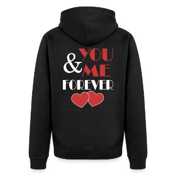 You & me forever Valentinstag Geschenk - Unisex Premium Bio Zip Hoodie - Schwarz - Hinten - Nico (187cm)