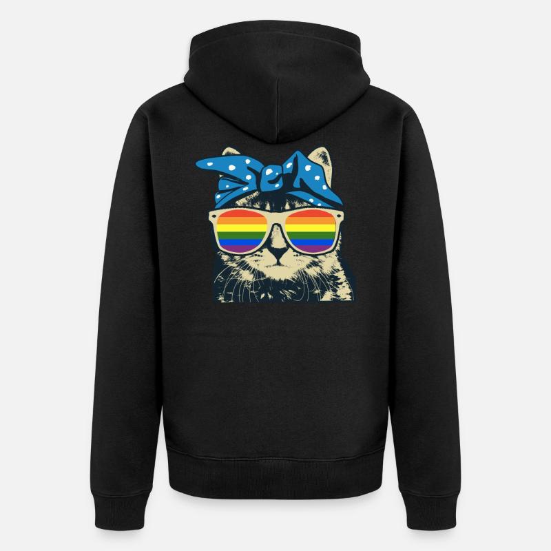 Arc en ciel de chat - Veste à capuche bio Premium Unisexe - noir