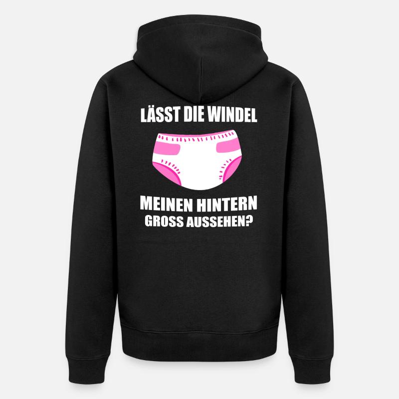 ABDL Mädchen Windel Diaper Geschenk - Unisex Premium Bio Zip Hoodie - Schwarz