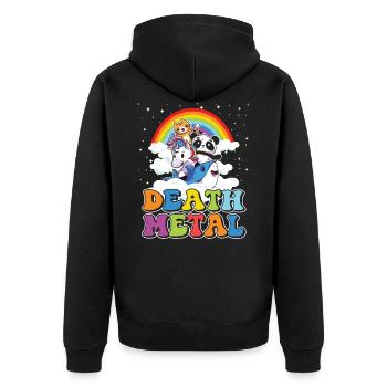 Funny Death Metal Animals Cute Unicorn Rainbow - Unisex Premium Organic Zip Hoodie - black - Back - Nico (187cm)