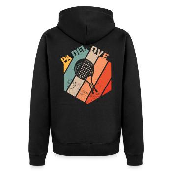 Padel Love Padeltennis Padel-Tennis Sport - Unisex Premium Bio Zip Hoodie - Schwarz - Hinten - Nico (187cm)