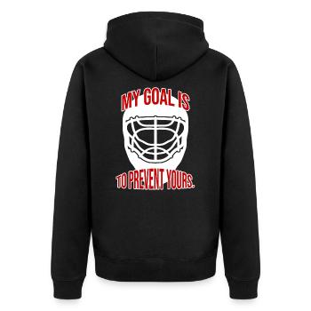 Eishockey Goalie Geschenk - Unisex Premium Bio Zip Hoodie - Schwarz - Hinten - Nico (187cm)