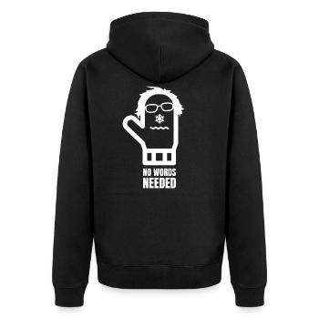 Bernie Sanders Fäustlinge Fausthandschuhe - Unisex Premium Bio Zip Hoodie - Schwarz - Hinten - Nico (187cm)