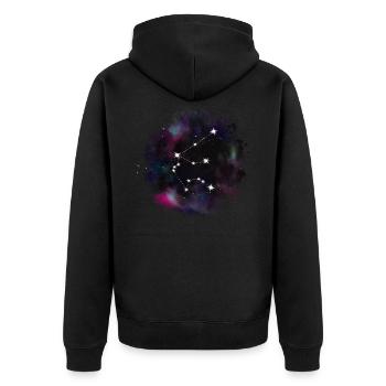 Wassermann/ Aquarius Sternzeichen im Universum - Unisex Premium Bio Zip Hoodie - Schwarz - Hinten - Nico (187cm)
