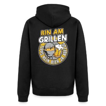 Barbecues cadeau Drôle fête des pères papa barbecue bière - Veste à capuche bio Premium Unisexe - noir - Dos - Nico (187cm)