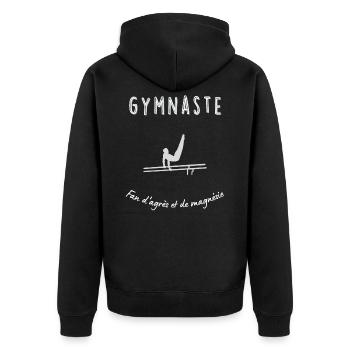 Turner - Unisex Premium Bio Zip Hoodie - Schwarz - Hinten - Nico (187cm)