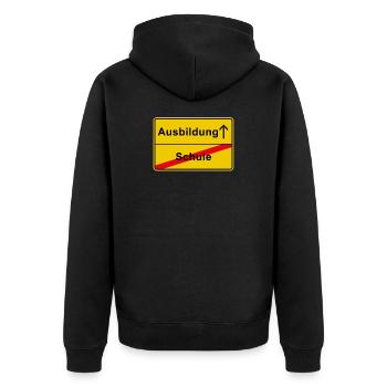Azubi Ausbildung Schule - Unisex Premium Bio Zip Hoodie - Schwarz - Hinten - Nico (187cm)