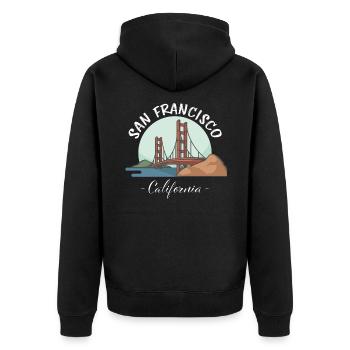 San Francisco - Golden Gate Bridge - Californie - Veste à capuche bio Premium Unisexe - noir - Dos - Nico (187cm)