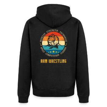 Arm Wrestling Armdrücken Spruch Armwrestling - Unisex Premium Bio Zip Hoodie - Schwarz - Hinten - Nico (187cm)