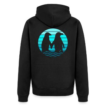 Loving Penguin Couple Holding Hands - Unisex Premium Organic Zip Hoodie - black - Back - Nico (187cm)