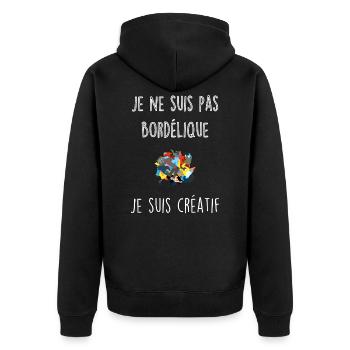 Je ne suis pas bordélique, je suis créatif - Veste à capuche bio Premium Unisexe - noir - Dos - Nico (187cm)