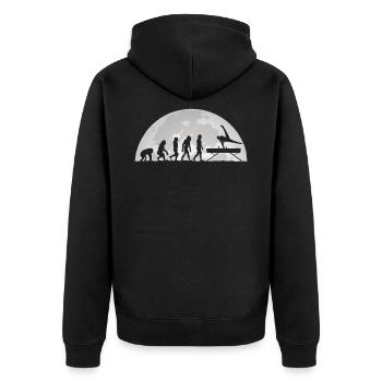 Turnen Gymnastik Evolution Mond Turner Turnerin - Unisex Premium Bio Zip Hoodie - Schwarz - Hinten - Nico (187cm)
