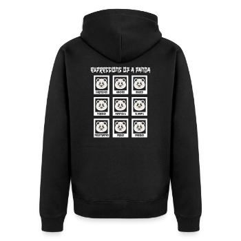 Emotionen eines Panda - Expressions of a Panda - Unisex Premium Bio Zip Hoodie - Schwarz - Hinten - Nico (187cm)