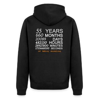 Birthday 55 years 660 months of being amazing - Unisex Premium Organic Zip Hoodie - black - Back - Nico (187cm)