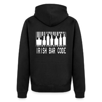 Funny St. Patrick's Day Irish Beer Lovers Bar Code - Unisex Premium Organic Zip Hoodie - black - Back - Nico (187cm)