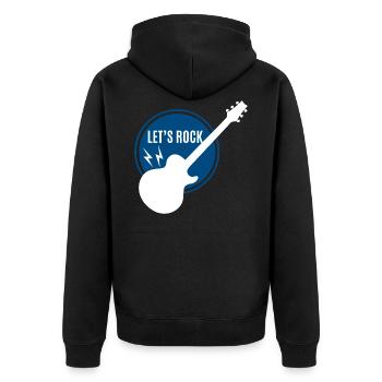 Gitarre - Guitar / Let's Rock !!!! ROCKBAND - Unisex Premium Bio Zip Hoodie - Schwarz - Hinten - Nico (187cm)