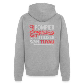 Ce Pompier Sexy Sait Utiliser Son Tuyau - Veste à capuche bio Premium Unisexe - gris chiné - Dos - Nico (187cm)