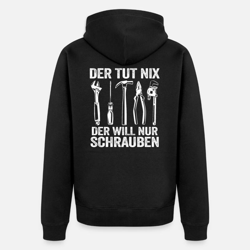 Handwerker Vatertag Geschenk Papa Auto Schrauber - Unisex Premium Bio Zip Hoodie - Schwarz