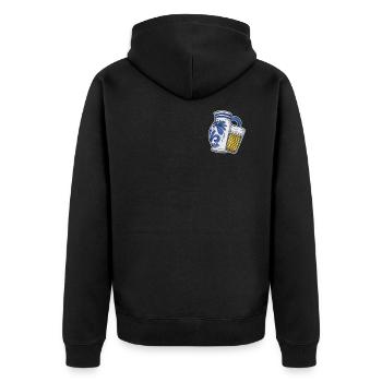 Ebbelwoi Drôle logo Eppler Cidre Francfort - Veste à capuche bio Premium Unisexe - noir - Dos - Nico (187cm)