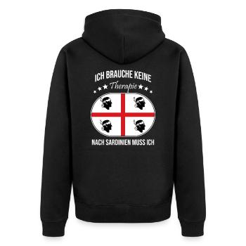 Sardinien Urlaub Keine Therapie - Unisex Premium Bio Zip Hoodie - Schwarz - Hinten - Nico (187cm)