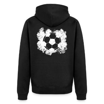 Fußball - Soccer / Vereinssport / Club - Unisex Premium Bio Zip Hoodie - Schwarz - Hinten - Nico (187cm)