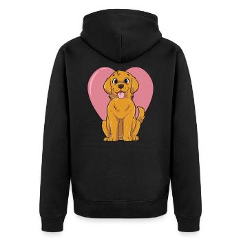 Golden Retriever chiot pour les amateurs de chien avec coeur - Veste à capuche bio Premium Unisexe - noir - Dos - Nico (187cm)