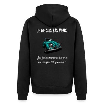 Je ne suis pas vieux 3 - Veste à capuche bio Premium Unisexe - noir - Dos - Nico (187cm)