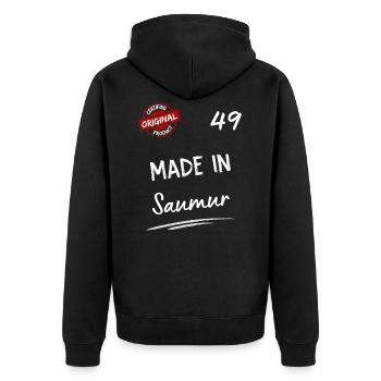 Saumur - Unisex Premium Organic Zip Hoodie - black - Back - Nico (187cm)