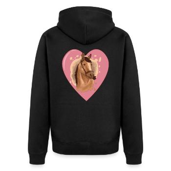 Pferd mit Herz für Pferdemdächen Pferde - Unisex Premium Bio Zip Hoodie - Schwarz - Hinten - Nico (187cm)