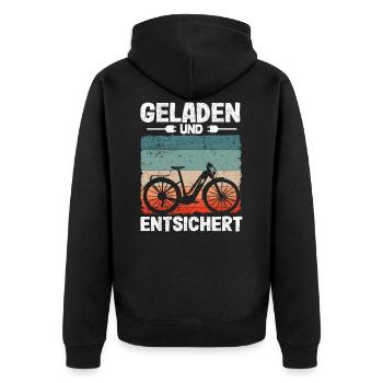 EBike Elektrofahrrad Ebike Geschenk Pedelec Lustig - Unisex Premium Bio Zip Hoodie - Schwarz - Hinten - Nico (187cm)