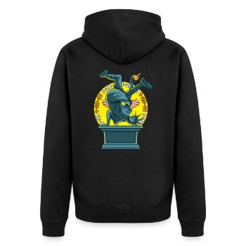 Freiheitsstatue macht Kopfstand 1-20-21 - Unisex Premium Bio Zip Hoodie - Schwarz - Hinten - Nico (187cm)