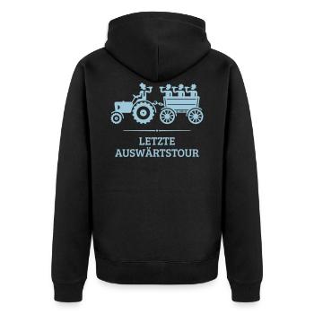 Dernière tournée à l’extérieur Avec trek (JGA / marié) - Veste à capuche bio Premium Unisexe - noir - Dos - Nico (187cm)
