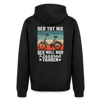 Klapprad Hobby Geschenk Papa Spruch Herren Lustig - Unisex Premium Bio Zip Hoodie - Schwarz - Hinten - Nico (187cm)