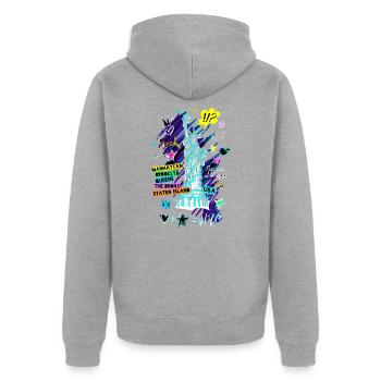 Statue de la liberté - Veste à capuche bio Premium Unisexe - gris chiné - Dos - Nico (187cm)