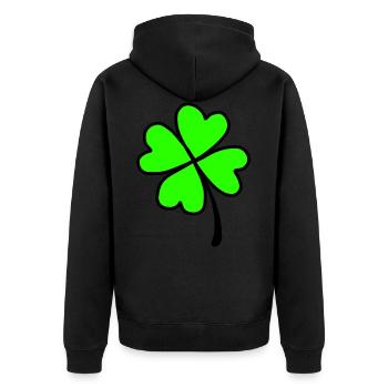Kleeblatt Glück Gesund - Unisex Premium Bio Zip Hoodie - Schwarz - Hinten - Nico (187cm)