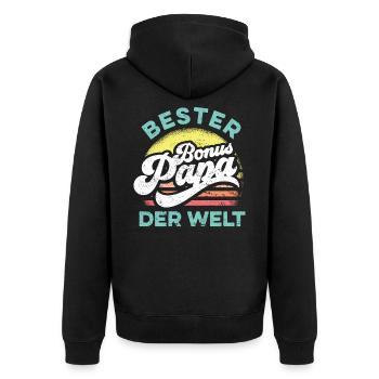 Bester Bonus Papa der Welt Vintage Stiefvater - Unisex Premium Bio Zip Hoodie - Schwarz - Hinten - Nico (187cm)
