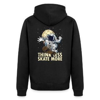 Skateboarder Skateboard Saying Astronaut Skater - Unisex Premium Organic Zip Hoodie - black - Back - Nico (187cm)
