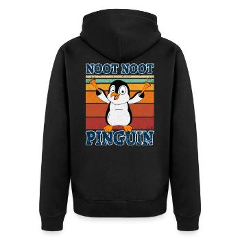 Noot Noot Madafakas Lustiges Pinguin mit Hupen - Unisex Premium Bio Zip Hoodie - Schwarz - Hinten - Nico (187cm)