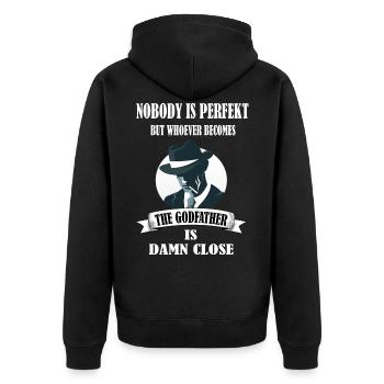 Herren Patenonkel Pate Patenschaft Onkel Patenkind - Unisex Premium Bio Zip Hoodie - Schwarz - Hinten - Nico (187cm)
