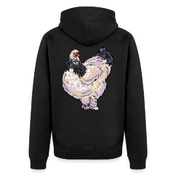 Brahma Hühner Hühnerart Bauer Landwirt Huhn Hahn - Unisex Premium Bio Zip Hoodie - Schwarz - Hinten - Nico (187cm)