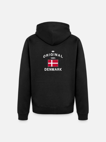 Dänemark dänisch Flagge Fahne - Premium økologisk unisex-hættejakke - sort