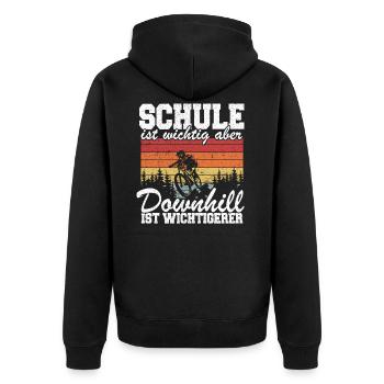 Downhill Mountainbike Kinder Geschenk MTB - Unisex Premium Bio Zip Hoodie - Schwarz - Hinten - Nico (187cm)