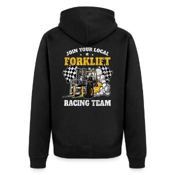 Lustig Gabelstapler Geschenk Staplerfahrer Lager - Unisex Premium Bio Zip Hoodie - Schwarz - Hinten - Nico (187cm)