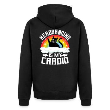 Heavy Metal Katzen Lustig Headbanging Katze - Unisex Premium Bio Zip Hoodie - Schwarz - Hinten - Nico (187cm)