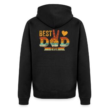Beste Papa Best Dad Grunge Vintage Herz Peace - Unisex Premium Bio Zip Hoodie - Schwarz - Hinten - Nico (187cm)