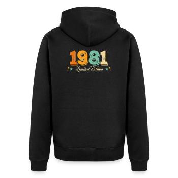40th Birthday 40 Year Vintage 1981 May Limited - Unisex Premium Organic Zip Hoodie - black - Back - Nico (187cm)