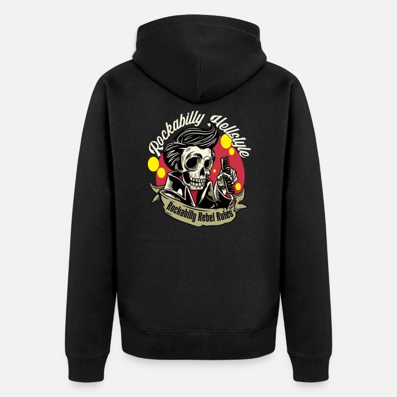 Rockabilly Rebel Rules Rockabilly Hellstyle - Unisex Premium Bio Zip Hoodie - Schwarz